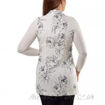 ARNALDO WOMENSWEAR Women's Floral Print Sleeveless Open Front Regular Fit Linen Look Casual Strech Blazer Work All Day Vest