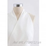 Chicwish Women's Comfy Casual Black/White Tie Waist Halter Crop V-Neck Top