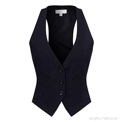Design by Olivia Women's Dressy Casual Versatile Racerback Vest Three Button Tuxedo Suit Waistcoat