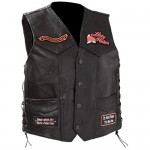 Diamond Plate Ladies Rock Design Genuine Leather Vest with Patches