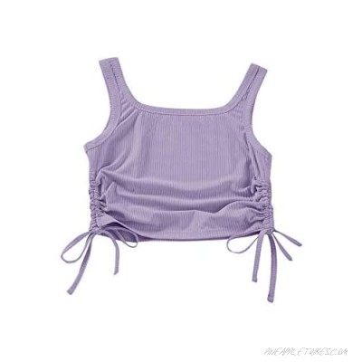 Floerns Women's Sleeveless Side Drawstring Rib Knit Solid Crop Tank Top