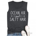 Ocean Air and Salty Hair Tank Top Women Funny Beach Tanks Sleeveless Summer Vacation Vest Shirt