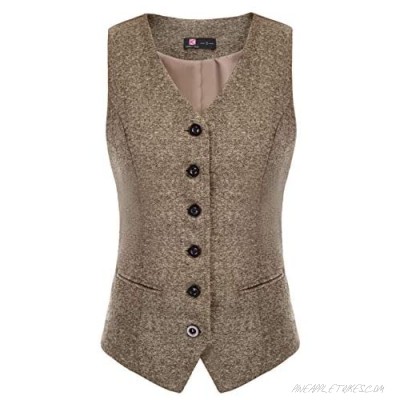 Women's Vintage Vest Fully Lined Formal Business Dress Suits Button Down Steampunk Waistcoat