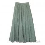 Asher Women's Bohemian Style Elastic Waist Band Cotton Linen Long Maxi Skirt Dress Waist 23.0-35.0