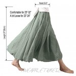 Asher Women's Bohemian Style Elastic Waist Band Cotton Linen Long Maxi Skirt Dress Waist 23.0-35.0