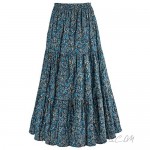 CATALOG CLASSICS Women's Reversible Broomstick Skirt - Blue Lagoon Paisley Print Reverse to Black