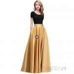 honey qiao Women Satin Skirts Long Floor Length High Waist Formal Prom Party Skirts with Pockets Back Zipper Closure