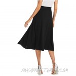 SheIn Women's Casual High Waist A Line Pleated Midi Skirt with Pockets