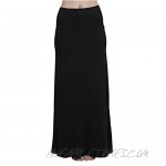 Urban CoCo Women's Stylish Spandex Comfy Fold-Over Flare Long Maxi Skirt
