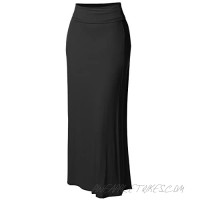 Women's Stylish Fold Over Flare Long Maxi Skirt - Made in USA
