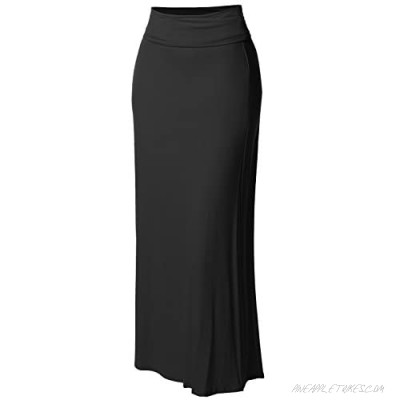Women's Stylish Fold Over Flare Long Maxi Skirt - Made in USA