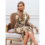 Miessial Women's Long Sleeve Leopard Print Midi Dress Fall Winter Tie Waist Sexy Bodycon Dress