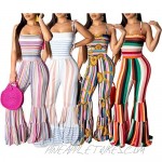 OU SHANG Women Bell Bottom Playsuit Jumpsuit Cold Shoulder Spaghetti Strap Empire Waist Flare Pants Rompers Jumpsuits