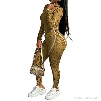 Women Two Piece Jogging Outfit Floral Print Top + High Waist Pants Suits Nightout Yellow XL