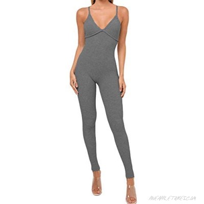 Womens Jumpsuit V Neck Knitted Sexy Bodycon Spaghetti Strap One Piece Backless Bodysuit Fall Winter Jumpsuits