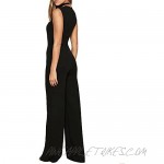 Women's Long Wide Leg Jumpsuit Solid Sleeveless One Piece Full Length Bell Pants Black TAG
