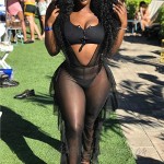 Women's See-Through Jumpsuit Girls V Neck Backless Bodysuit Mesh Sleeveless Bikini Cover Up One Piece Outfits