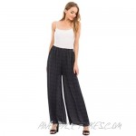 Love In Women's Full Length Elastic Waistband Wide Leg Striped Pants with Pockets