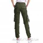 Mesinsefra Women's Casual Straight Military Multi-Pocket Cargo Pant