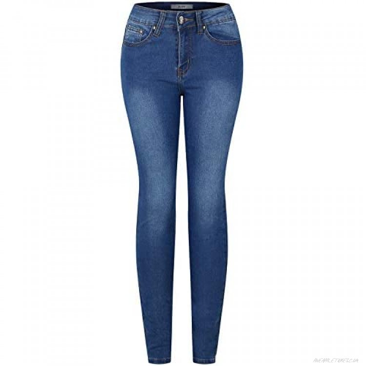 2LUV Women's Stretchy 5 Pocket Skinny Light Denim Jeans Blue Denim 11