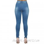 BEBA Premium Women Mid Rise Skinny Jeans with Hole Classic Ripped and Stretch High Rise Denim Butt Lifting Distressed Frayed
