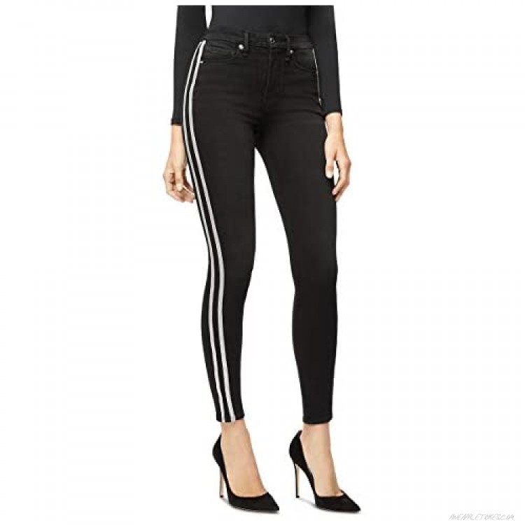 Good American Womens Athletic Stripe High Waist Skinny Jeans