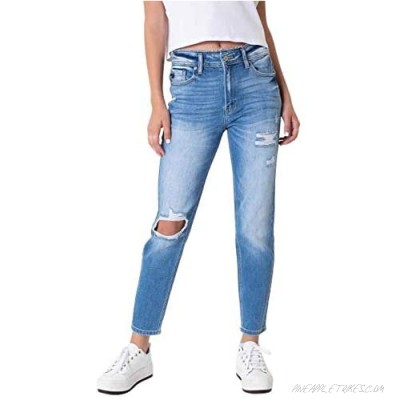 Kancan Women's High Rise Distressed Mom Jeans - KC9198L
