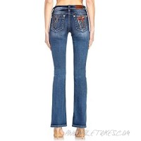 Miss Me Women's Mid-Rise Boot Cut Jeans with Horse Saddle and Bridle Embellishments