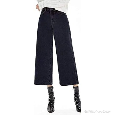 Nicasia Women's High-Rise Wide Leg Cropped Jean Denim Pants Casual Pocket Boyfriend Jeans