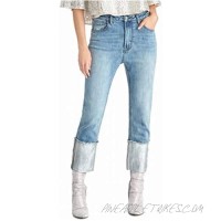 RACHEL Rachel Roy Women's Straight-Leg Metallic High Rise Cuffed Jeans
