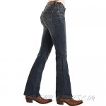 Rock & Roll Cowgirl Women's and Mid Rise Extra Stretch Bootcut Jeans Dark Blue 31W x 32L