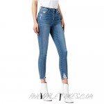 VERVET by Flying Monkey High Rise Button Up Distressed Hem Crop Skinny Jeans