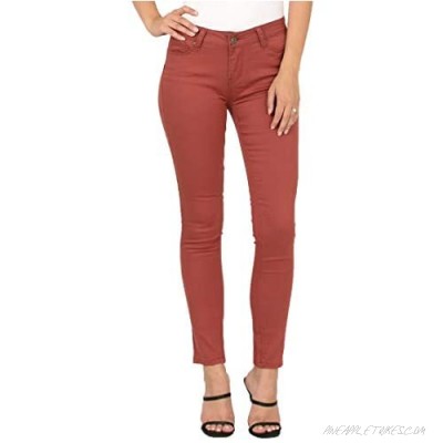wax jean Women's Midrise Solid Full Length Twill Pants with Pockets
