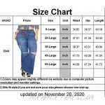 Women's Plus Size Bell Bottom Jeans Classic Ripped Hole Elastic Denim Flare Pants 5XL