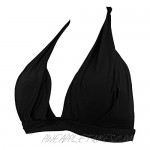 COCOSHIP Women's Solids Ruched Shirred Bikini Top Molded Soft Cup Halter Swim Tankinis(FBA)