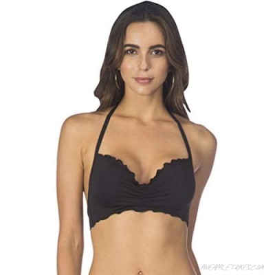 Kenneth Cole REACTION Women's for The Frill of It Ruffle Underwire Push Up Halter Bra Swimsuit Bikini Top