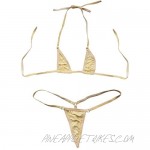 Aislor 2 Pieces Women's Micro G-String Thong Bikini Halterneck Tops Swimsuit Set Swimwear