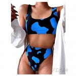 DIANWEI Women High Waisted Bikini Set - Cow Print Bandeau Brazilian Bathing Suit Women's Bikini Swimsuits S-XL
