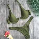 LATINDAY Bikini Set Bandage Solid Brazilian Swimwear Two Pieces Swimsuit Padded Thong Bathing Suits