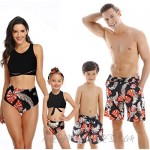 Matching Swimsuit for Family Black Bikini Two Piece Set Tropical Plant Monstera Beach Sun Bathing Suits