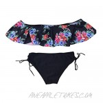 RAISINGTOP Women Off Shoulder Ruffle top Tankini 2 Pieces Padded Bra Swimsuit Swimwear Short Bathing Suit Bikini Set