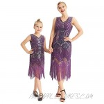 AMJM Mommy and me Flapper Dress Adult and childen Matching 1920s Beaded Fringed Gatsby Theme Roaring 20s Dress for Prom