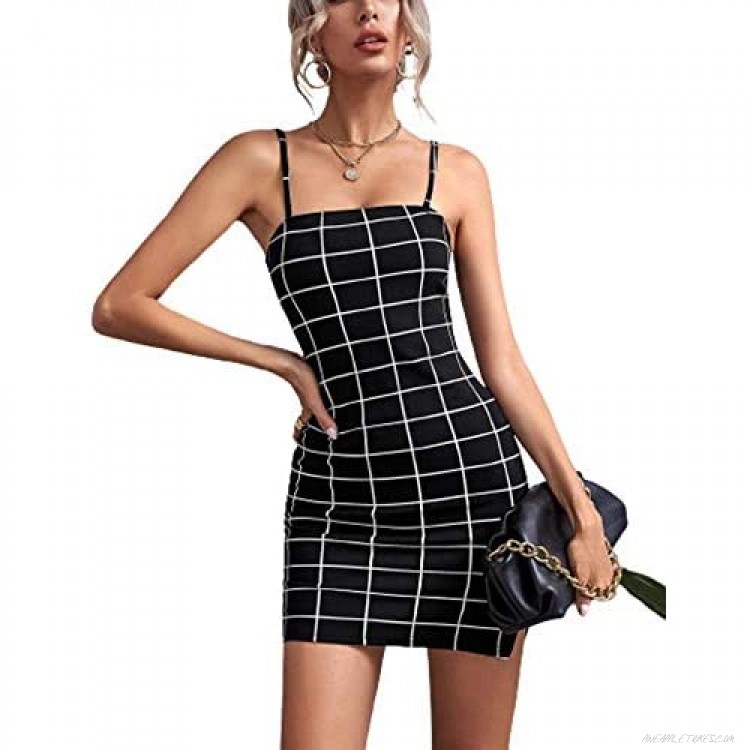Women's Sexy Y2k Square Neck Spaghetti Strap Camisole Dresses Lace Patchwork Bodycon Mini Club Dress