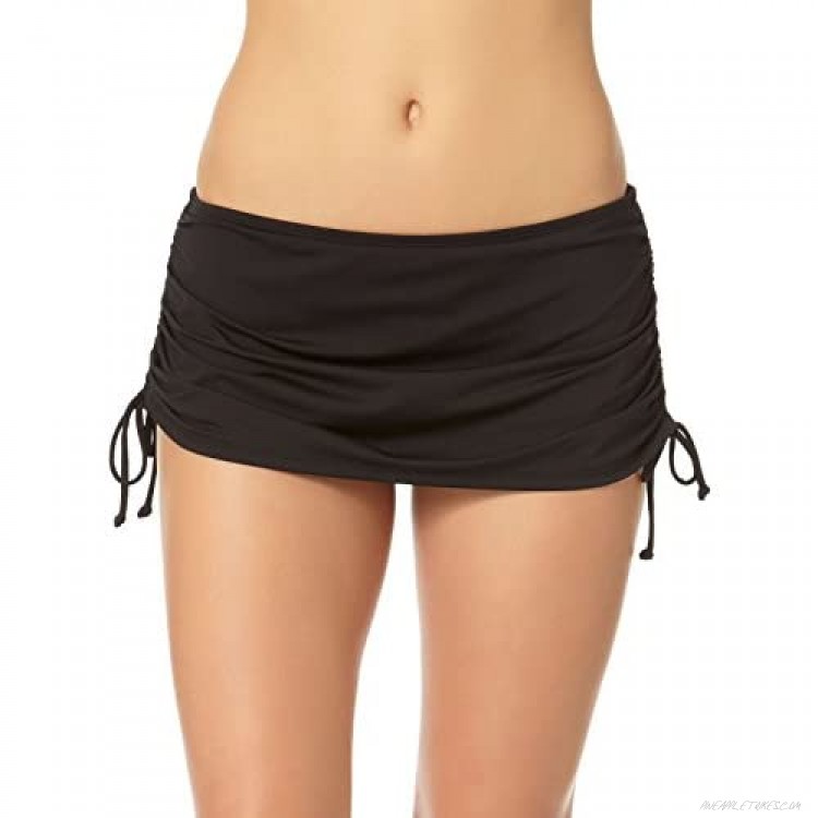 Cole of California Women's Plus-Size Super Solids Shirred Tie Side Skirted Bikini Bottom