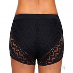 PARICI Women Lace Overlay Swimsuit Shorts Hollow Out Tankini Swim Bottom S-XXL