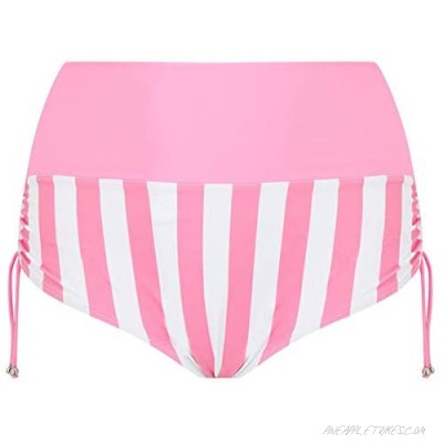 Women's Pink Candy Stripe Bikini Bottoms Briefs high Waisted Plus Size Comfortable Vintage Retro