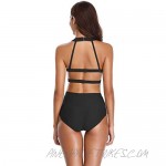 Anna-Kaci Women Solid One Pieces Strap Cross Hollow Swimsuits