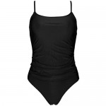 COCOSHIP Women's One Piece Flat U Neck Bikini Rouched Body Lingerie Shirred Swimsuit Adjustable Straps Swimwear