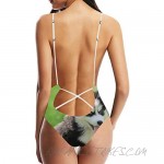 InterestPrint Funny Dog Puppy V-Neck Women Lacing Backless One-Piece Swimsuit Bathing Suit XS-3XL