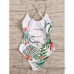 MakeMeChic Women's Colorful Striped Adjustable Backless One Piece Swimsuit